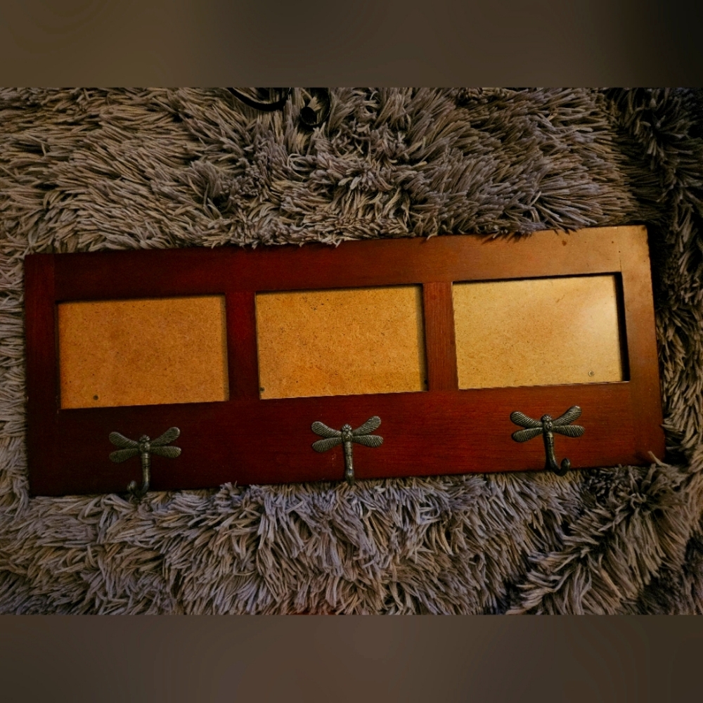 Elegant Wooden Wall Frame with Hooks